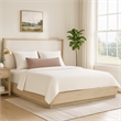 Pemberly Row King Platform Bed with Beige Wingback Headboard & Cane Accents