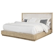 Pemberly Row King Platform Bed with Beige Wingback Headboard & Cane Accents