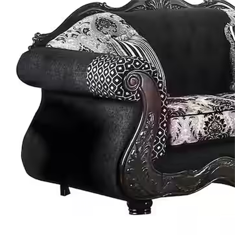 Pemberly Row 2 Pc Sofa & Loveseat Set with Button Tufting & Rolled Arms in Black