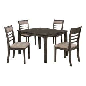 Pemberly Row 5 Piece Dining Table Set with Slat Back Chairs in Weathered Brown