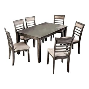 Pemberly Row 7 Piece Dining Set with Cushioned Chairs in Gray