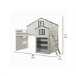 Pemberly Row Twin Loft Bed w/ House Design & Built In Bookshelf in White & Gray