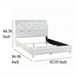 Pemberly Row Twin Sleigh Bed w/ Crystal Button Tufting & Floral Bun Feet - Ivory