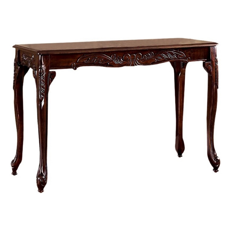 Pemberly Row Sofa Table with Open Shelf and Turned Legs in Cherry