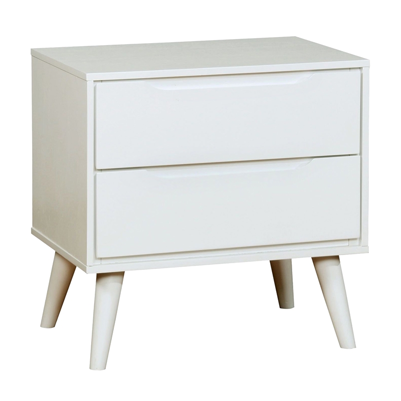 Pemberly Row 3Pc Full Bedroom Set w/ Tapered Legs & Flat Panel Headboard - White