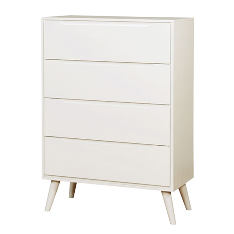 Pemberly Row 3Pc Full Bedroom Set w/ Tapered Legs & Flat Panel Headboard - White
