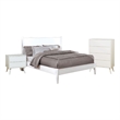Pemberly Row 3Pc Full Bedroom Set w/ Tapered Legs & Flat Panel Headboard - White