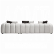 Pemberly Row 145 Inch Sectional Sofa with 8 Throw Pillows in Ivory White Linen