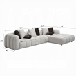 Pemberly Row 145 Inch Sectional Sofa with 8 Throw Pillows in Ivory White Linen