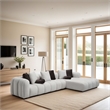 Pemberly Row 145 Inch Sectional Sofa with 8 Throw Pillows in Ivory White Linen