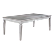 Pemberly Row Dining Table with Beveled Glass Insert and Tapered Legs in Silver