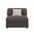 Pemberly Row Fabric Upholstered Armless Chair w/ Loose Cushion Seat in Dark Gray