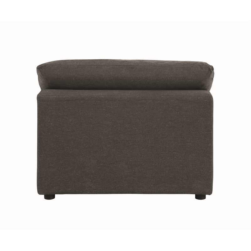 Pemberly Row Fabric Upholstered Armless Chair w/ Loose Cushion Seat in Dark Gray