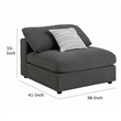 Pemberly Row Fabric Upholstered Armless Chair w/ Loose Cushion Seat in Dark Gray