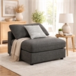 Pemberly Row Fabric Upholstered Armless Chair w/ Loose Cushion Seat in Dark Gray