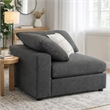 Pemberly Row Fabric Upholstered Corner Chair w/ Loose Cushion Seat in Dark Gray