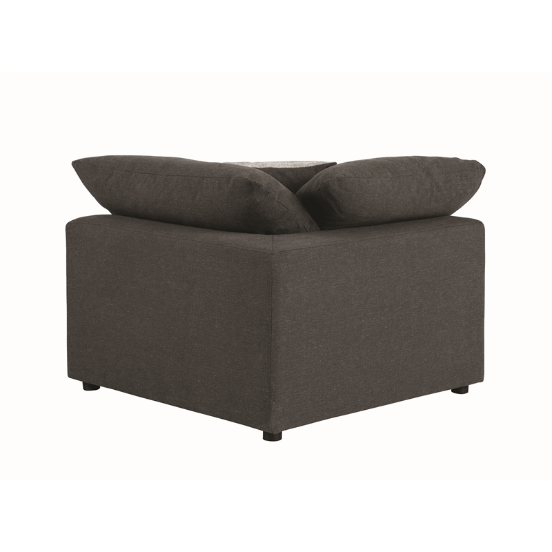 Pemberly Row Fabric Upholstered Corner Chair w/ Loose Cushion Seat in Dark Gray