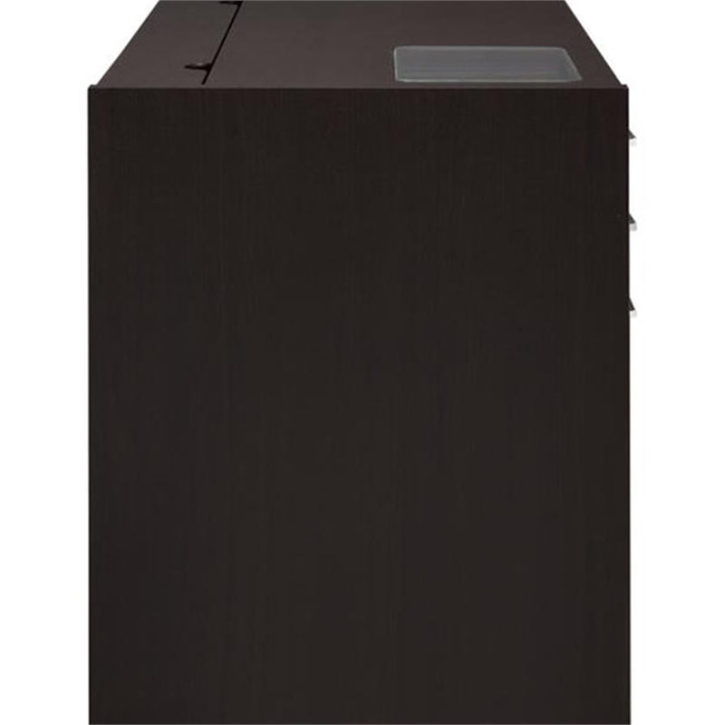 Pemberly Row Computer Desk w/ Power Storage & Keyboard Tray in Cappuccino Brown