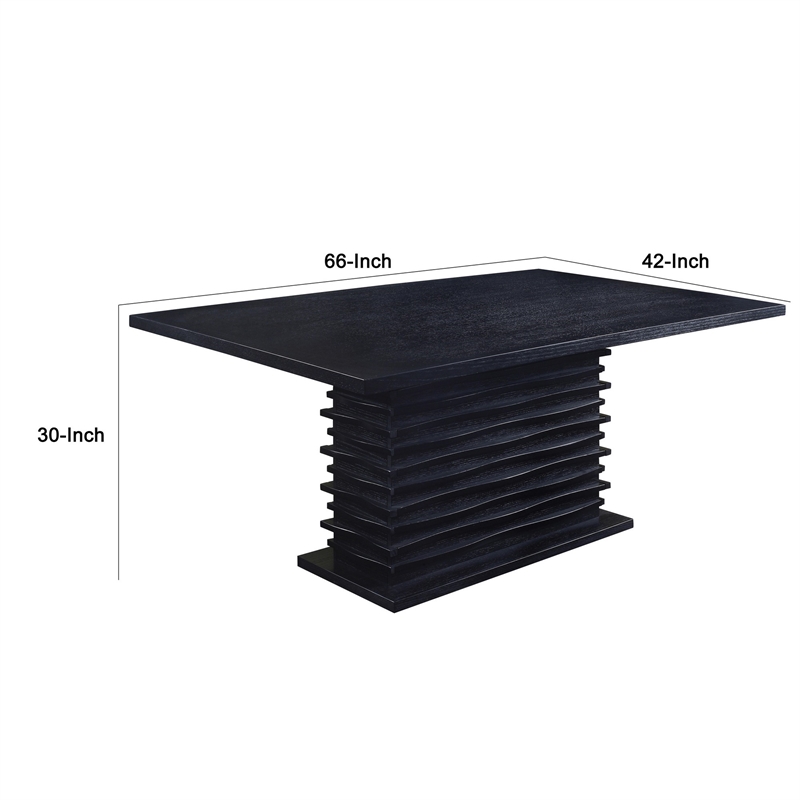 Pemberly Row 66 Inch Dining Table with Richly Textured Pedestal Base in Black