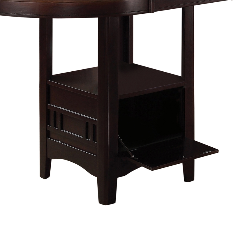 Pemberly Row to Oval Counter Height Table w/ Storage Compartment in Oak & Brown