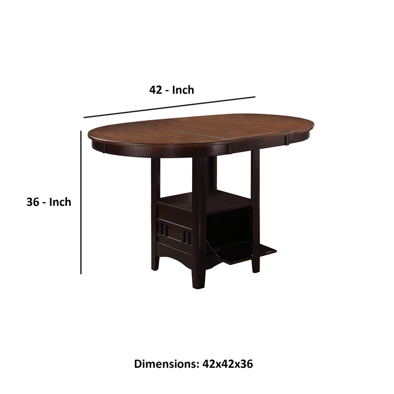 Pemberly Row to Oval Counter Height Table w/ Storage Compartment in Oak & Brown