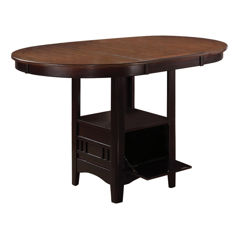 Pemberly Row to Oval Counter Height Table w/ Storage Compartment in Oak & Brown