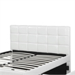 Pemberly Row Full Bed w/ Trundle & Square Tufted Faux Leather Headboard in White