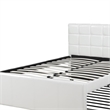 Pemberly Row Full Bed w/ Trundle & Square Tufted Faux Leather Headboard in White