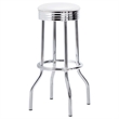 Pemberly Row 3 Pc Retro Bar Table Set with 2 Swivel Stools in White and Chrome