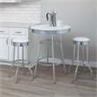 Pemberly Row 3 Pc Retro Bar Table Set with 2 Swivel Stools in White and Chrome