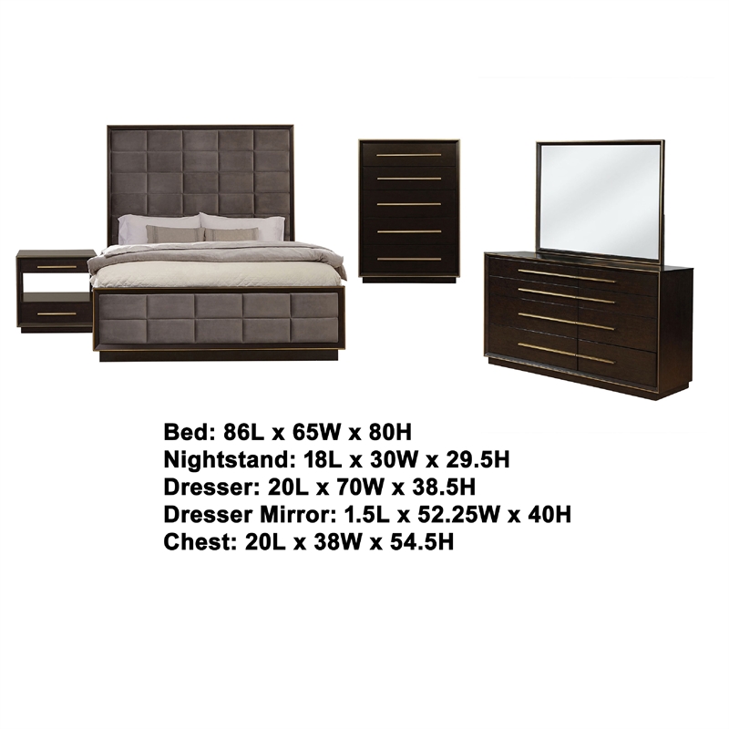 Pemberly Row 4Pc Queen Bedroom Set with Storage Footboard & Fluted Drawers