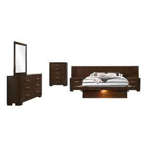 Pemberly Row King Platform Bed with LED Channel Tufted Headboard in White