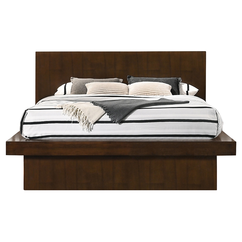 Pemberly Row 4 Piece Queen Bedroom Set with LED Underlight in Dark Brown Finish