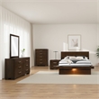 Pemberly Row 5 Piece Queen Bedroom Set with LED Underlight in Dark Brown Finish
