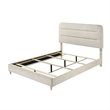 Pemberly Row Queen Bed with Panel Tufted Headboard and Rounded Corners in White