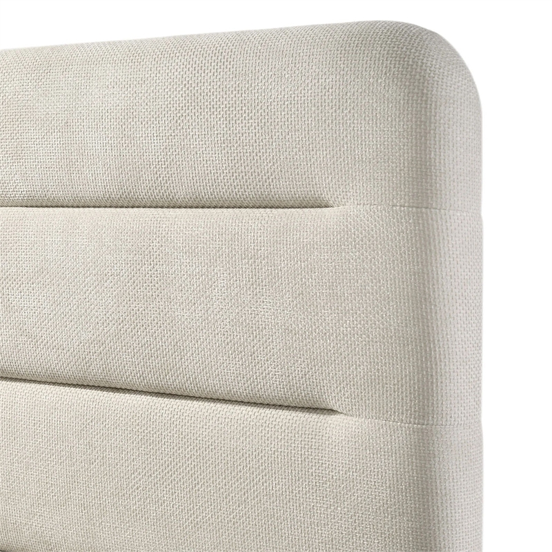 Pemberly Row Queen Bed with Panel Tufted Headboard and Rounded Corners in White