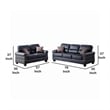Pemberly Row 2 Piece Bonded Leather Sofa and Loveseat Set with Pillows in Black