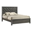 Pemberly Row King Bed with Chevron Patterned Headboard in Dark Gray Wood