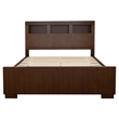 Pemberly Row 5 Piece Queen Bedroom Set with LED Bookcase Headboard in Dark Brown