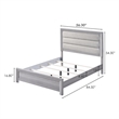 Pemberly Row Full Bed with Channel Tufted Headboard & Slatted Base in Gray