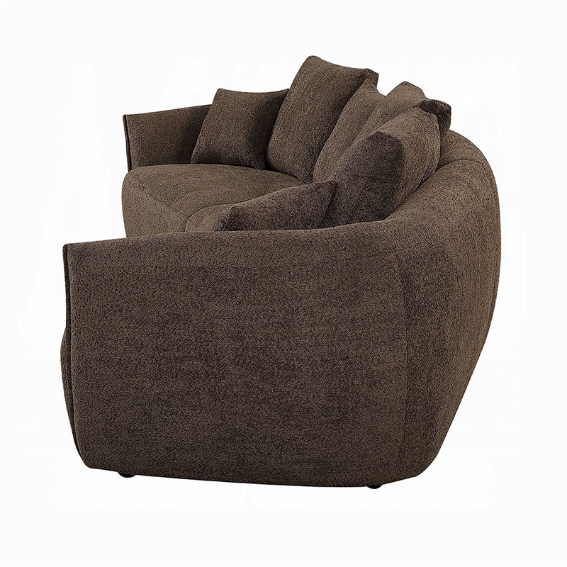 Pemberly Row 145 Inch Curved Modular Sofa with 7 Pillows in Brown Boucle