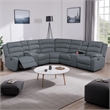 Pemberly Row 3Pc L Shape Manual Reclining Sectional w/ Cup Holders in Dark Gray
