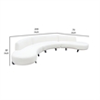 Pemberly Row 3 Piece Modular Curved Sofa with Chaise in White Faux Shearling