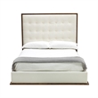 Pemberly Row King Platform Bed with Button Tufted Faux Leather Headboard