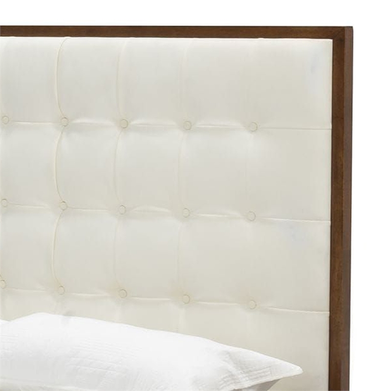 Pemberly Row King Platform Bed with Button Tufted Faux Leather Headboard