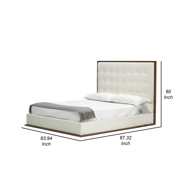 Pemberly Row King Platform Bed with Button Tufted Faux Leather Headboard