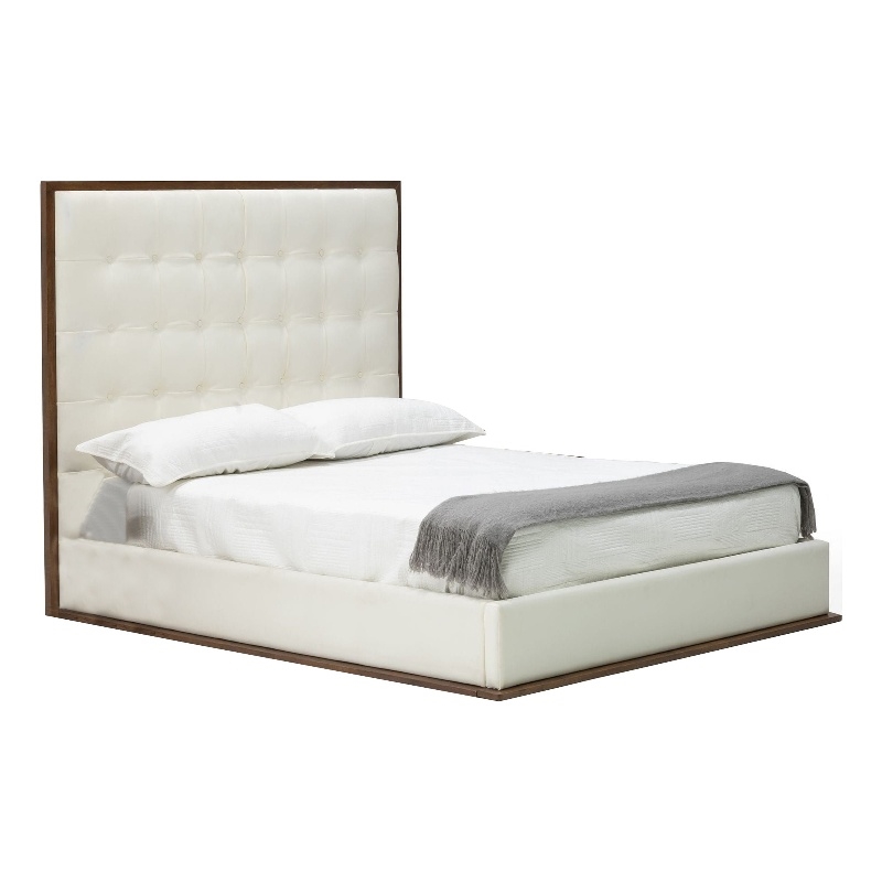 Pemberly Row King Platform Bed with Button Tufted Faux Leather Headboard