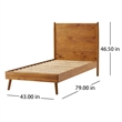 Pemberly Row Twin Size Bed w/ Slat Panel Headboard in Natural Brown Acacia Wood