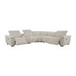 Pemberly Row Power Motion Sectional Sofa with Console in Beige Boucle