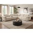 Pemberly Row Power Motion Sectional Sofa with Console in Beige Boucle